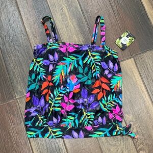 Colorful Leaf Print Bikini Top